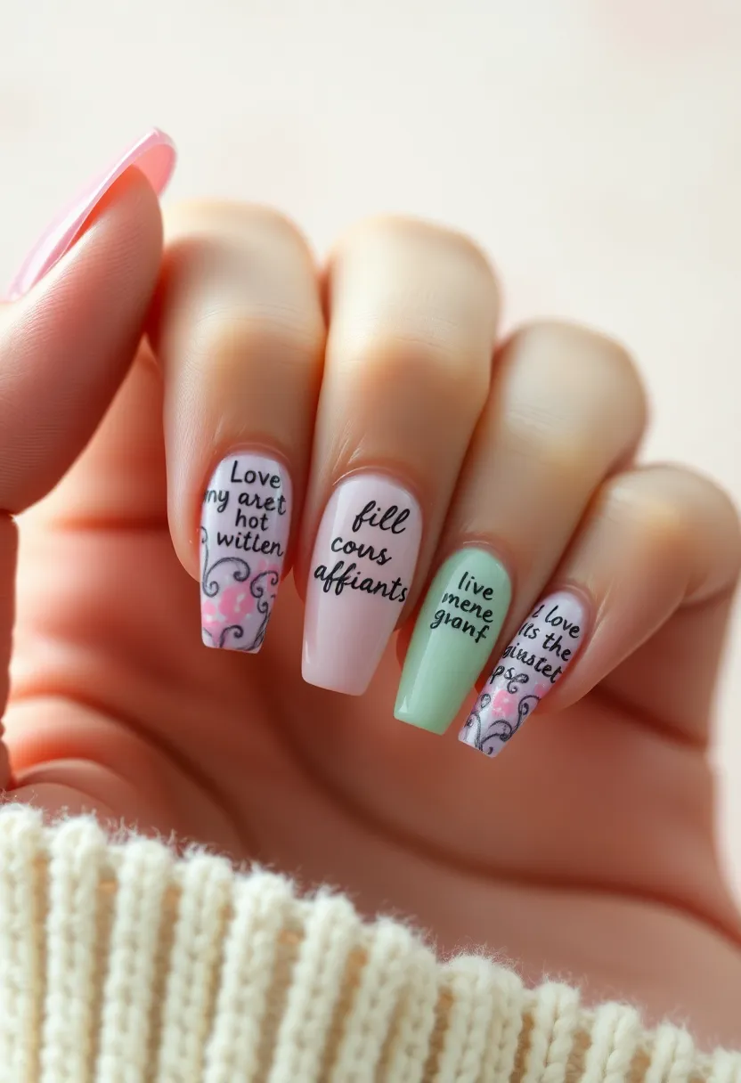 30 Step-by-Step Nail Tutorial Ideas for Easy Nail Art - 30. Positive Affirmation Nail Art