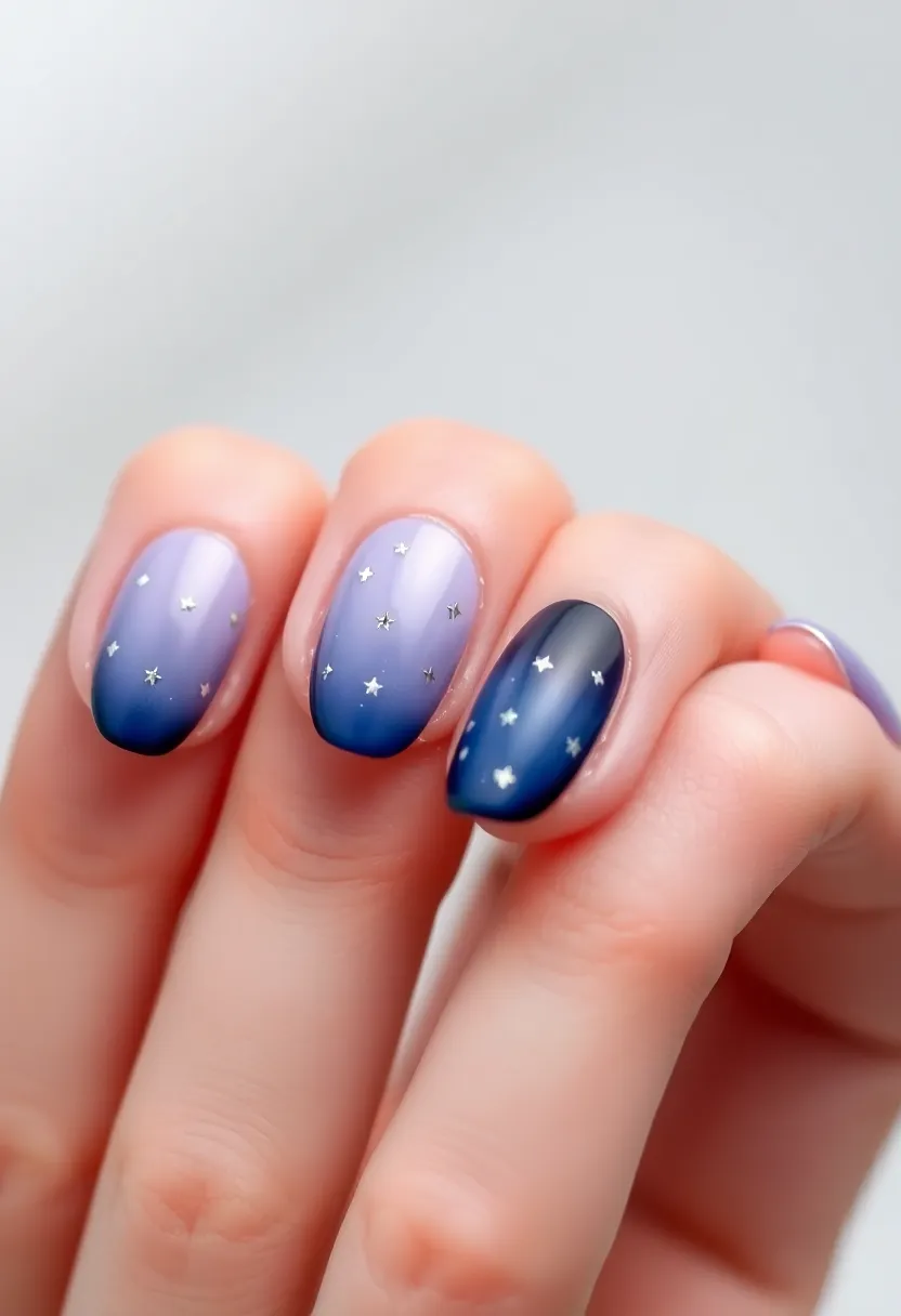 30 Twinkling Nails with Stars for Celestial - 15. Celestial Ombre