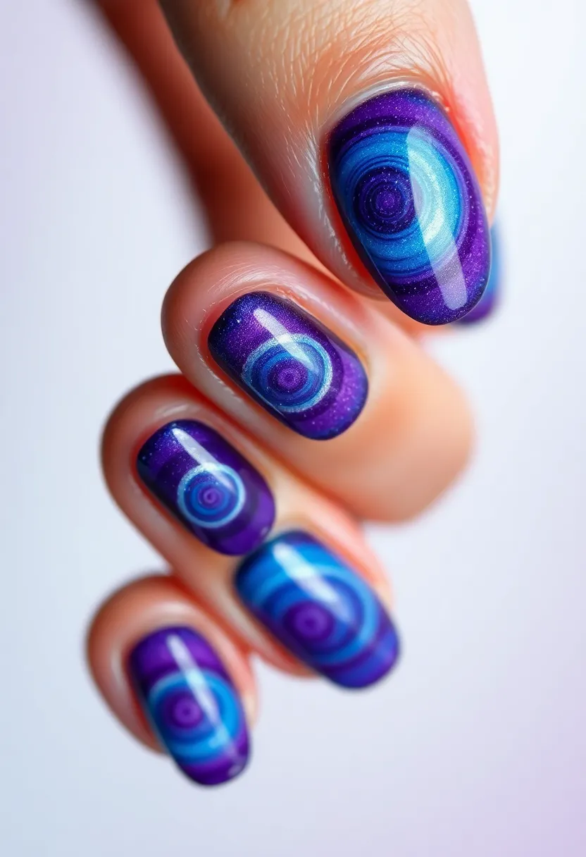 30 Twinkling Nails with Stars for Celestial - 17. Shiny Cosmic Swirls