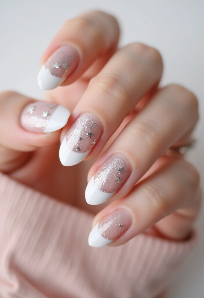 30 Twinkling Nails with Stars for Celestial - 2. Starry Night French Tips