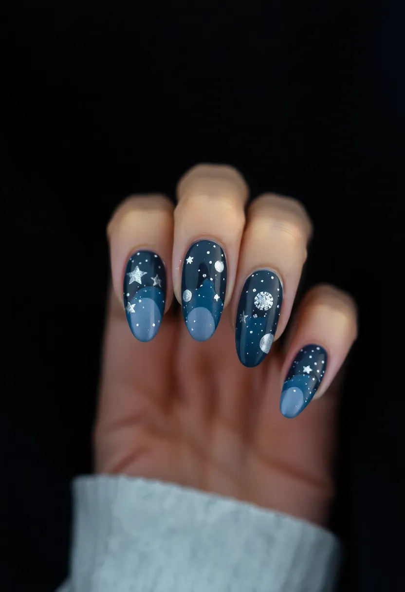 30 Twinkling Nails with Stars for Celestial - 23. Starry Eye Nail Art