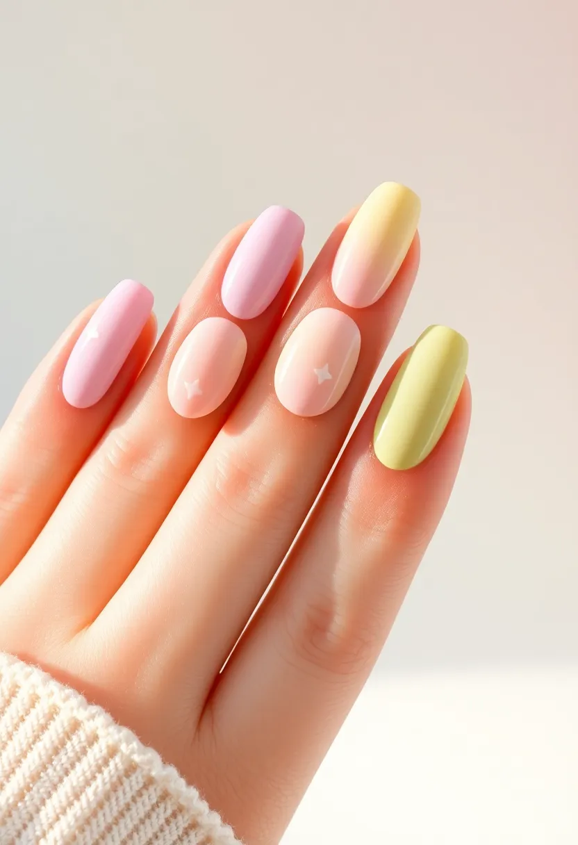 30 Twinkling Nails with Stars for Celestial - 24. Dreamy Pastel Stars