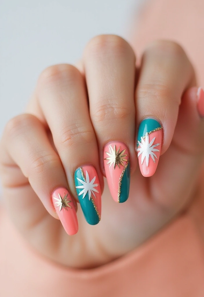 30 Twinkling Nails with Stars for Celestial - 9. Starburst Style