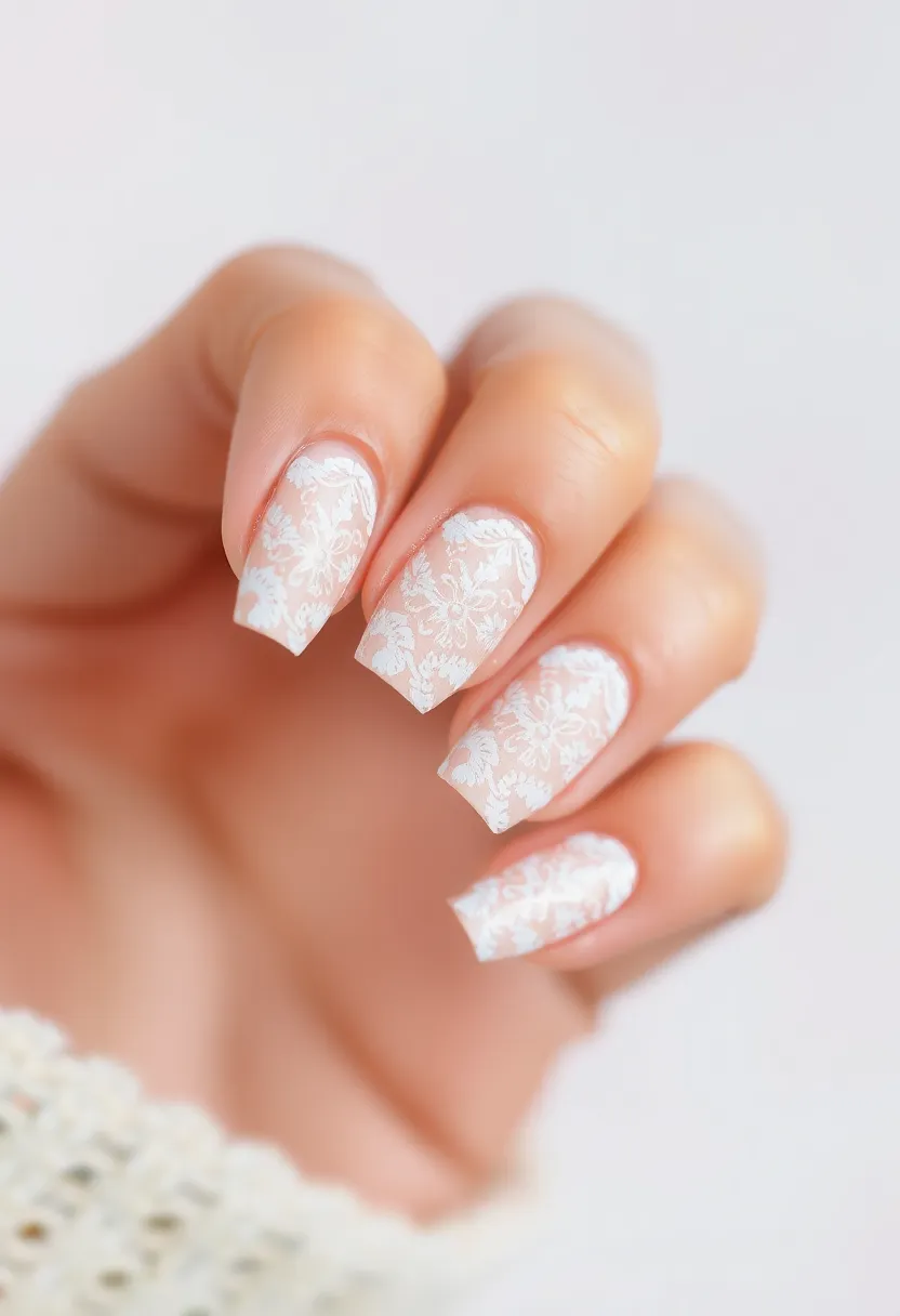 30 Vibrant Latina-Inspired Nail Ideas for Cultural Festivals: Fiery Flair - 11. Vintage Lace Patterns