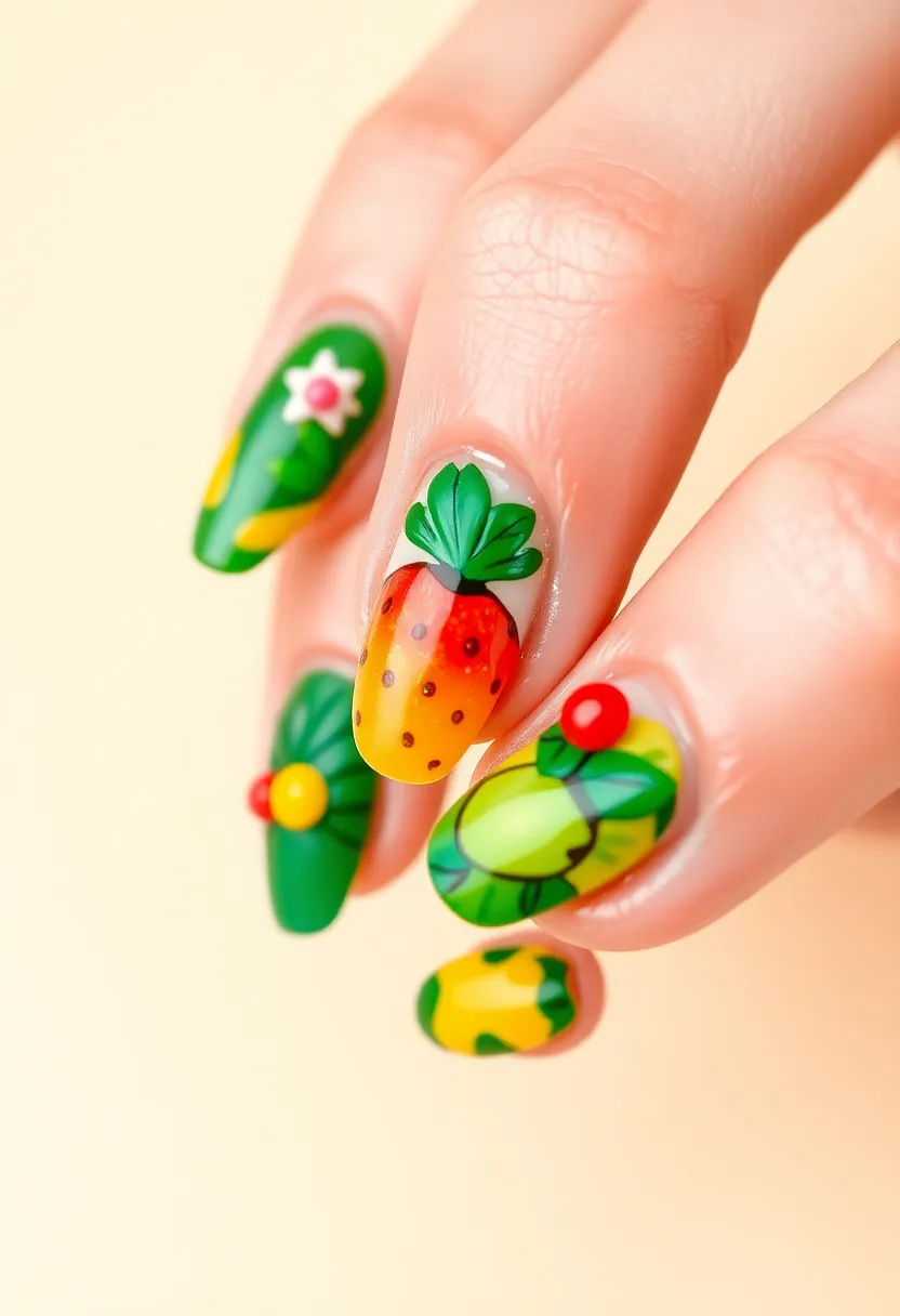 30 Vibrant Latina-Inspired Nail Ideas for Cultural Festivals: Fiery Flair - 12. Tropic Heat