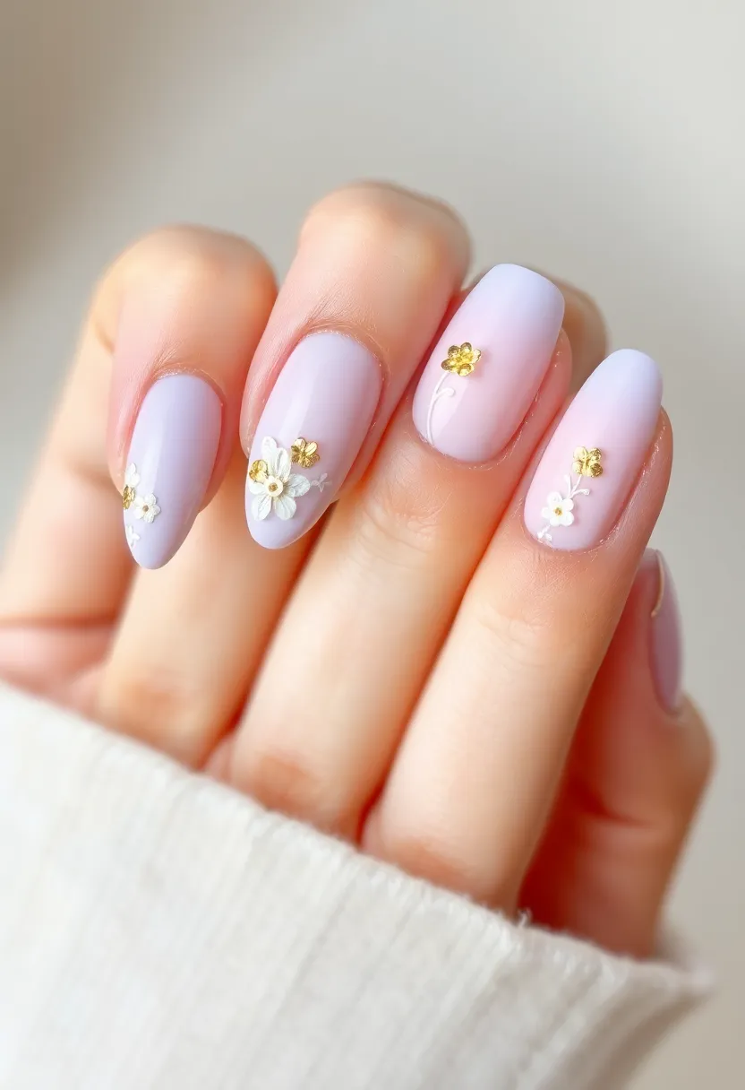 30 Vibrant Latina-Inspired Nail Ideas for Cultural Festivals: Fiery Flair - 14. Elegant Ombre Flowers