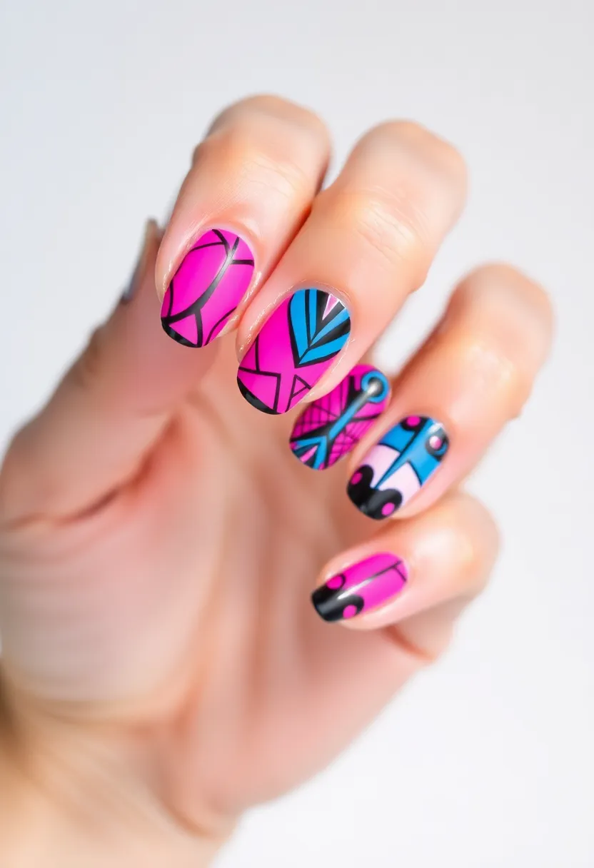 30 Vibrant Latina-Inspired Nail Ideas for Cultural Festivals: Fiery Flair - 15. Bold Graphics