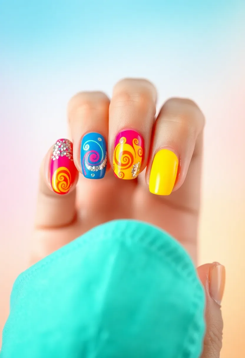 30 Vibrant Latina-Inspired Nail Ideas for Cultural Festivals: Fiery Flair - 18. Carnival Colors