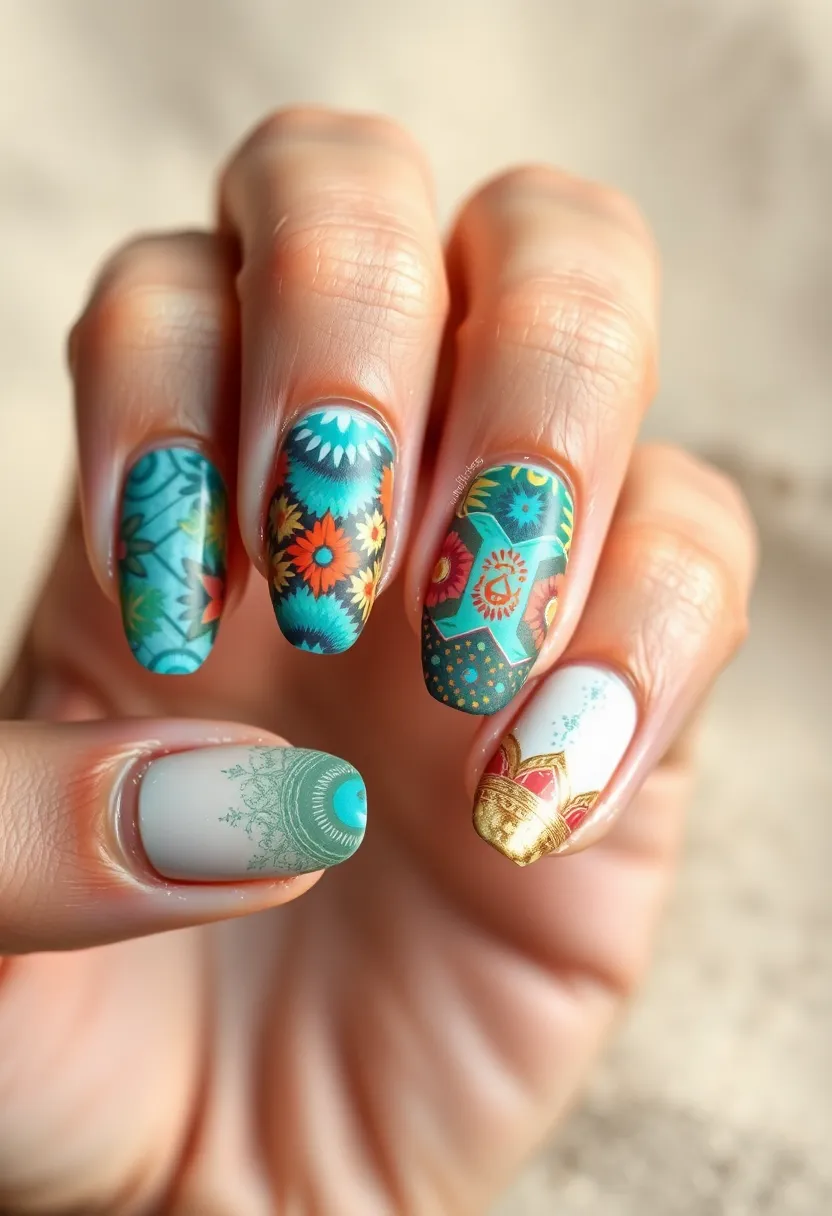 30 Vibrant Latina-Inspired Nail Ideas for Cultural Festivals: Fiery Flair - 20. Travel-Inspired Designs