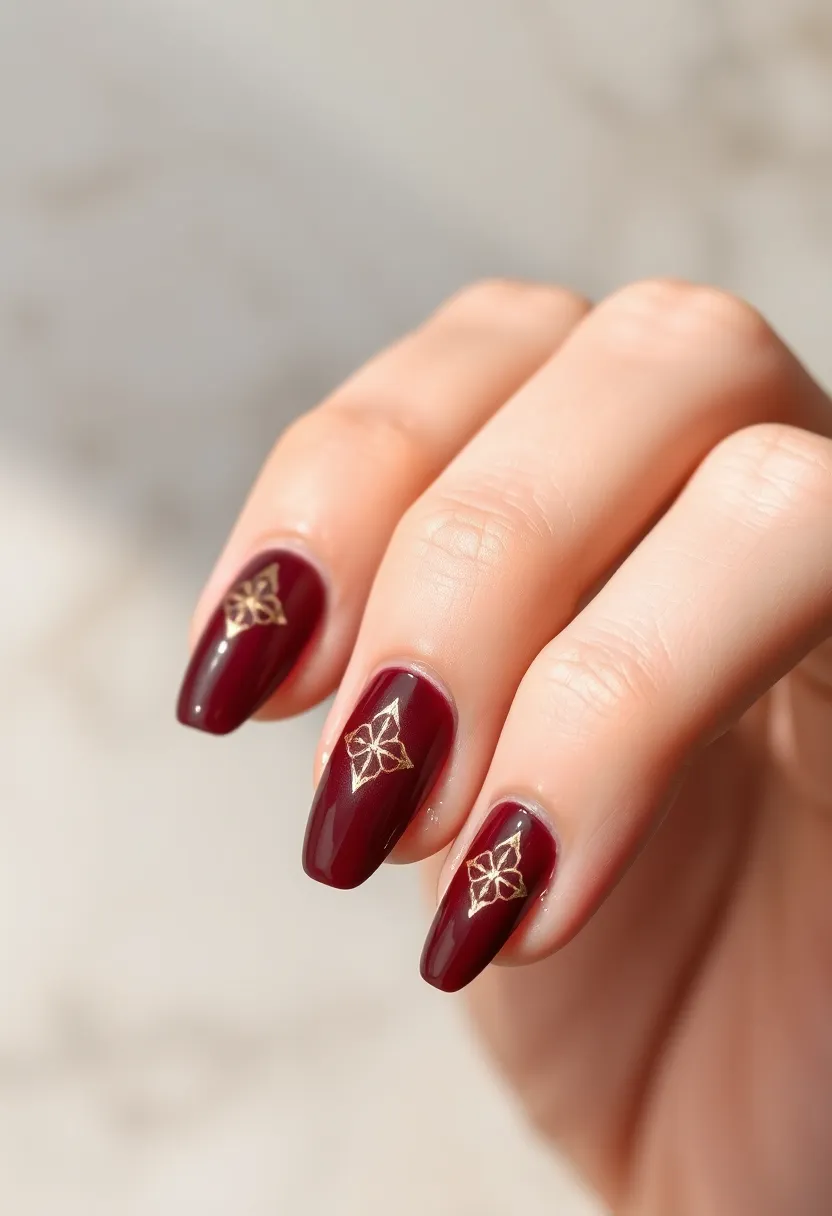 30 Vibrant Latina-Inspired Nail Ideas for Cultural Festivals: Fiery Flair - 25. Elegant Gold Accents