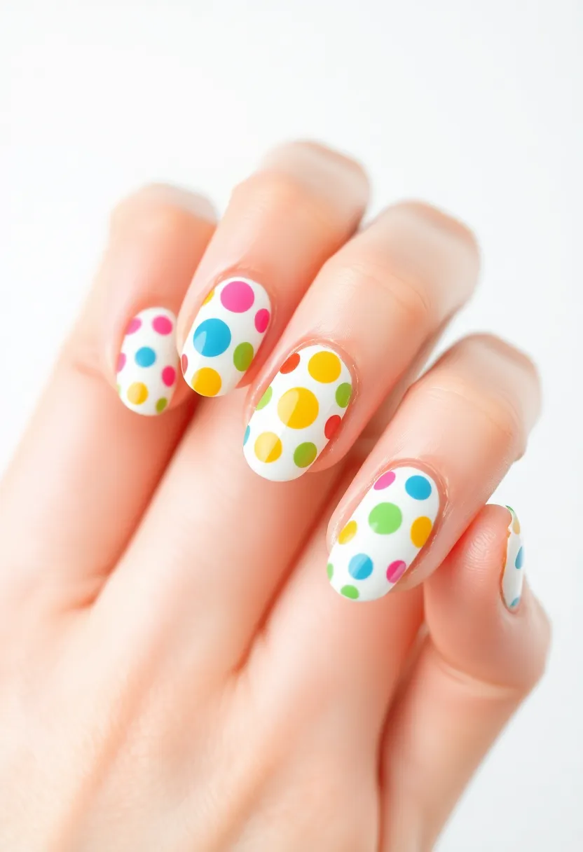30 Vibrant Latina-Inspired Nail Ideas for Cultural Festivals: Fiery Flair - 26. Multicolor Dots