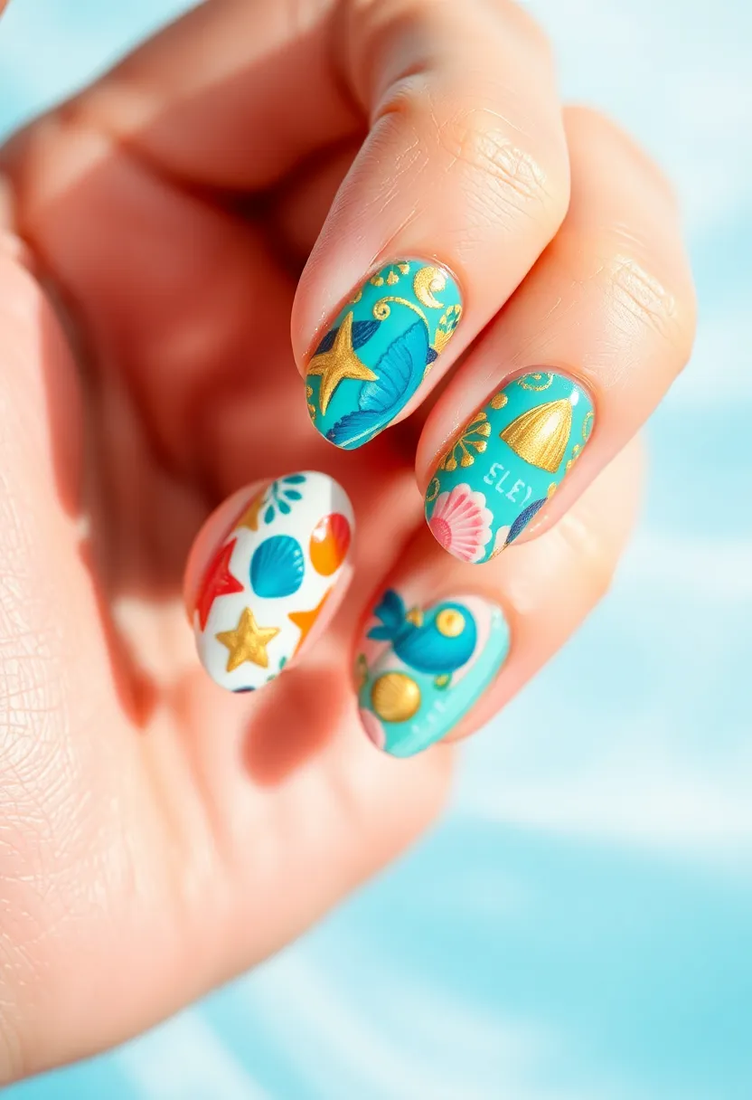 30 Vibrant Latina-Inspired Nail Ideas for Cultural Festivals: Fiery Flair - 28. Fun Fish & Ocean Vibes
