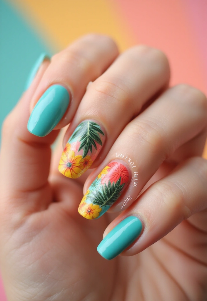 30 Vibrant Latina-Inspired Nail Ideas for Cultural Festivals: Fiery Flair - 3. Tropical Vibes