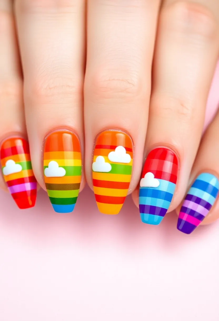 30 Vibrant Latina-Inspired Nail Ideas for Cultural Festivals: Fiery Flair - 9. Rainbow Dreams