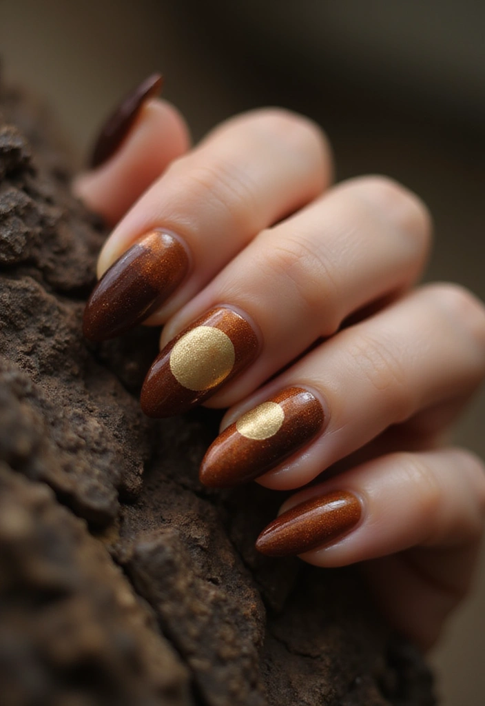 30 Warm Brown Nail Ideas for Earthy Elegance - 1. Earthy Moon Phase Nails