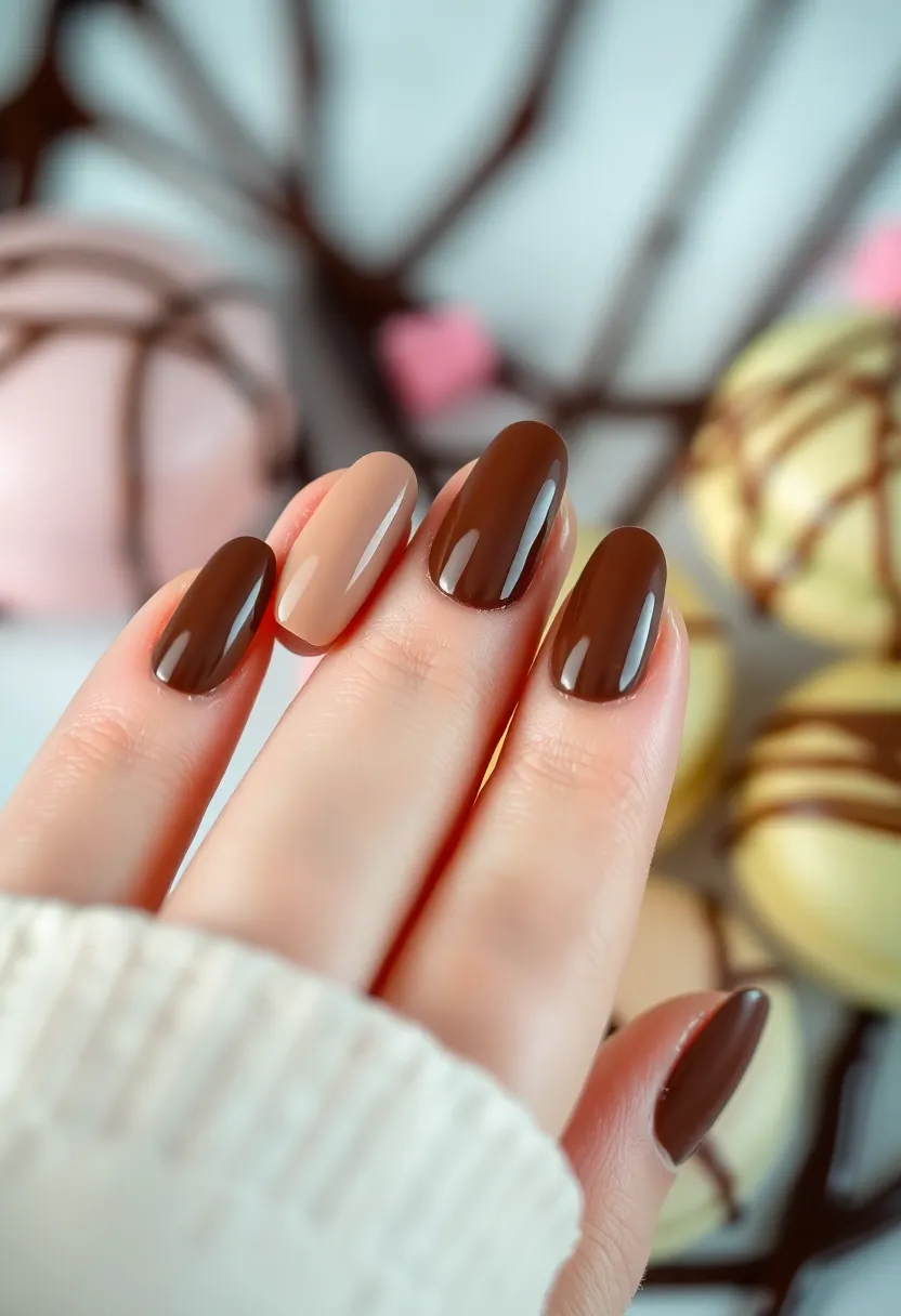 30 Warm Brown Nail Ideas for Earthy Elegance - 14. Warm Chocolate Dipped Tips