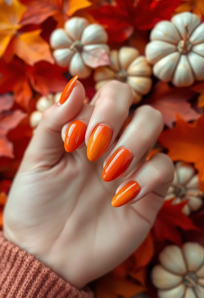 30 Warm Brown Nail Ideas for Earthy Elegance - 16. Pumpkin Spice Vibes