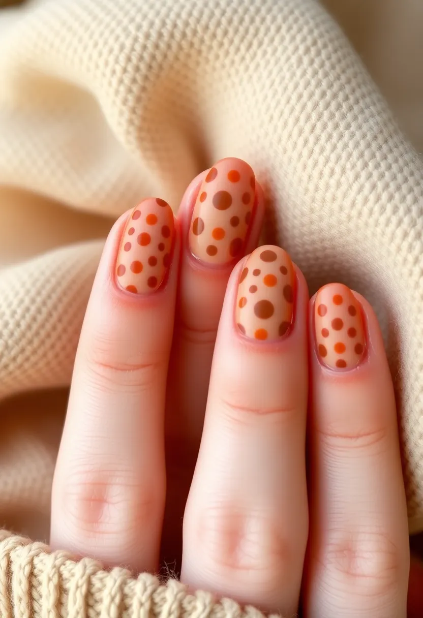 30 Warm Brown Nail Ideas for Earthy Elegance - 21. Dotted Delight