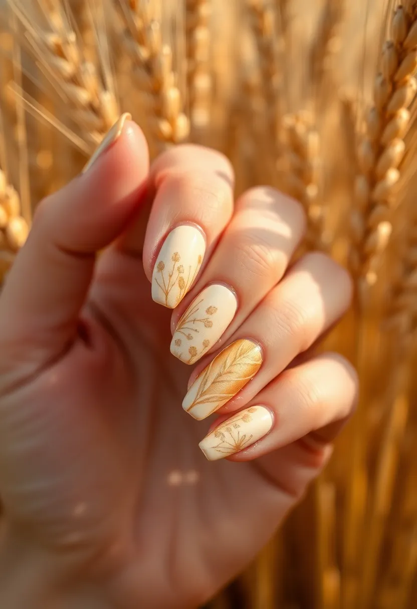 30 Warm Brown Nail Ideas for Earthy Elegance - 22. Wheat Field Nails