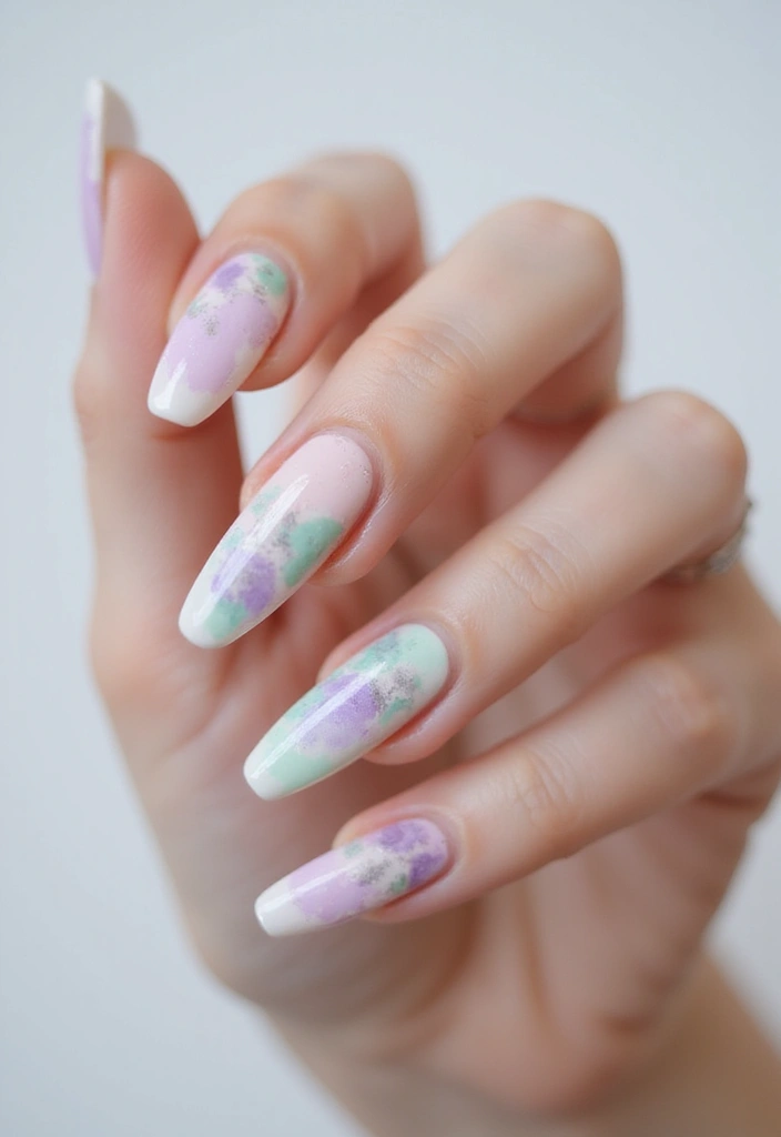35 Almond Acrylic Nail Ideas for Curved - 14. Artistic Watercolor