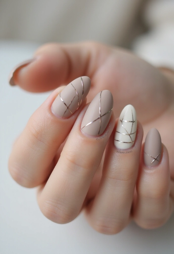 35 Almond Acrylic Nail Ideas for Curved - 20. Minimalist Lines