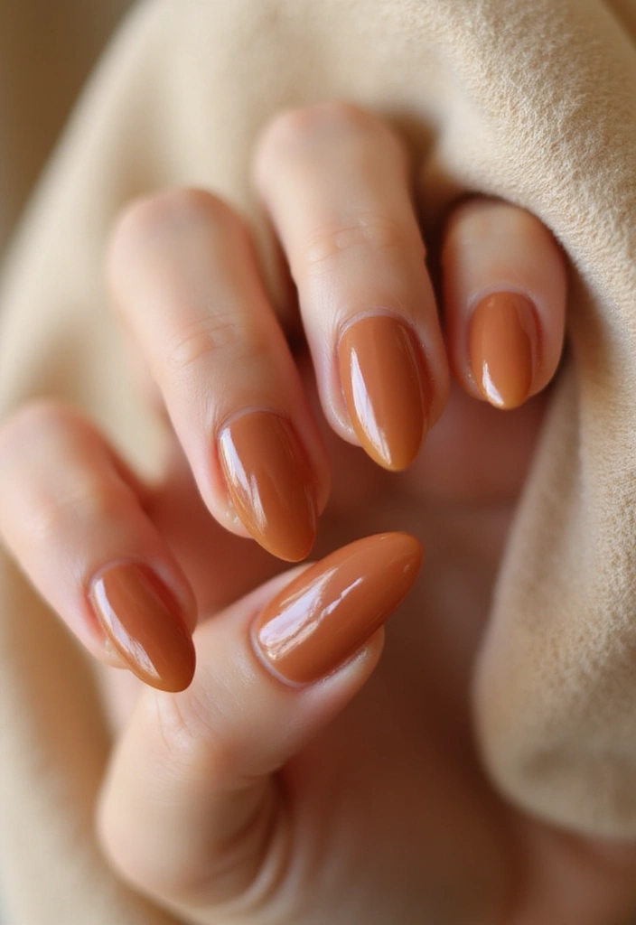 35 Almond Acrylic Nail Ideas for Curved - 25. Classy Cognac Shine