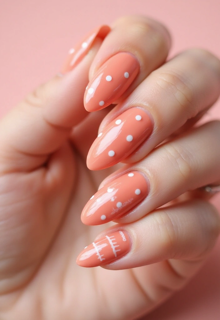 35 Almond Acrylic Nail Ideas for Curved - 27. Soft Coral Charm