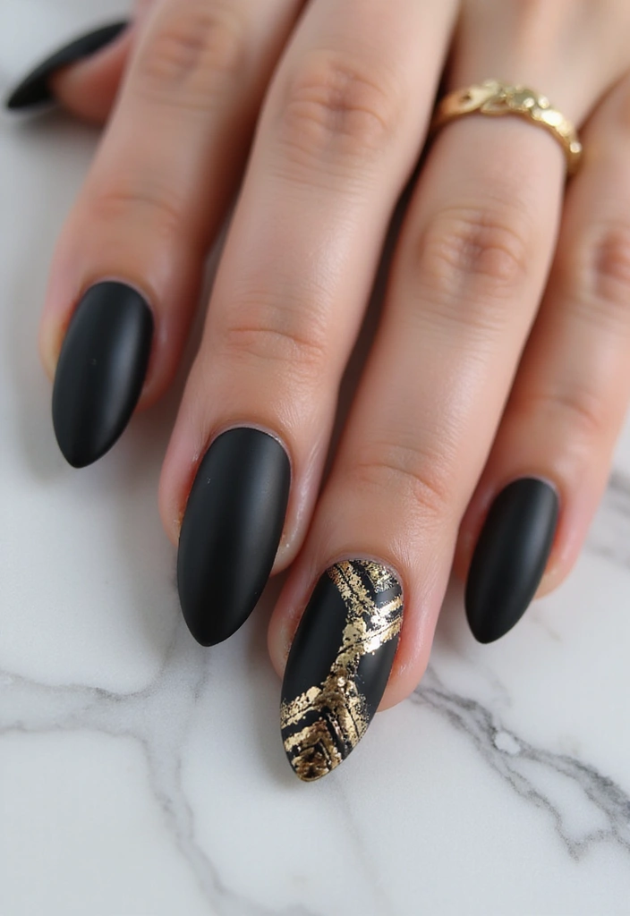 35 Almond Acrylic Nail Ideas for Curved - 3. Bold Black Elegance