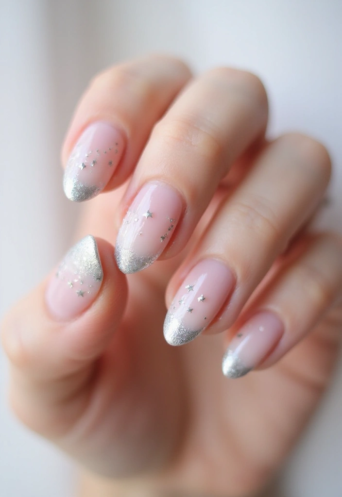 35 Almond Acrylic Nail Ideas for Curved - 4. Glittery Ombre Delight