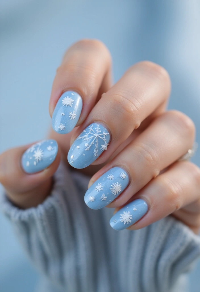 35 Almond Acrylic Nail Ideas for Curved - 9. Winter Wonderland