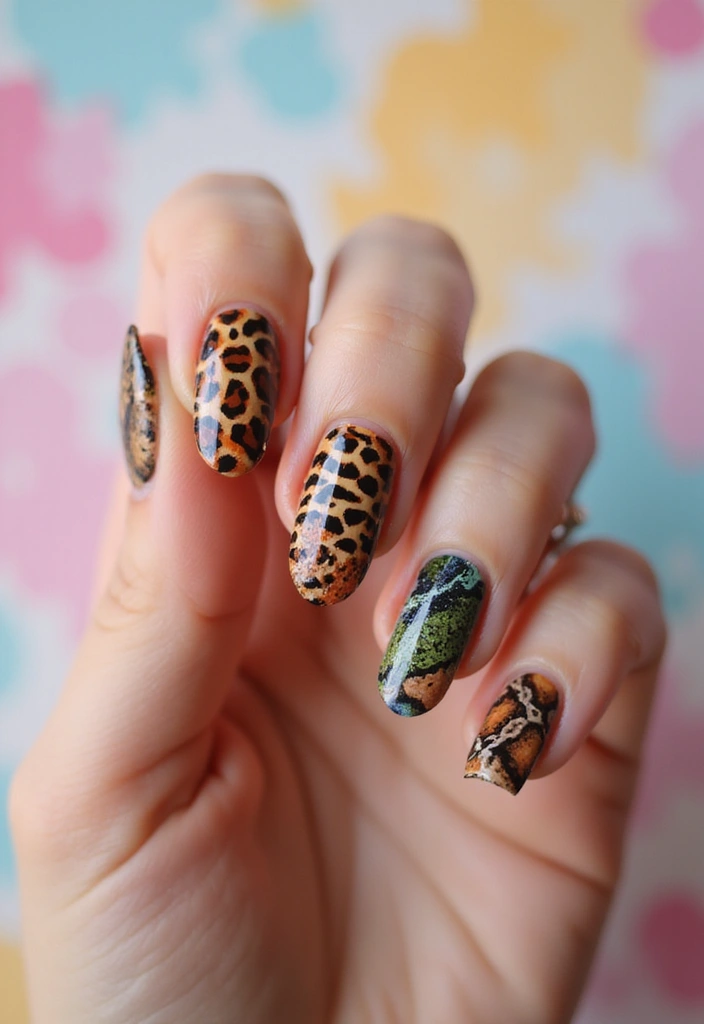 35 Almond Nail Design Ideas for Graceful - 12. Animal Prints