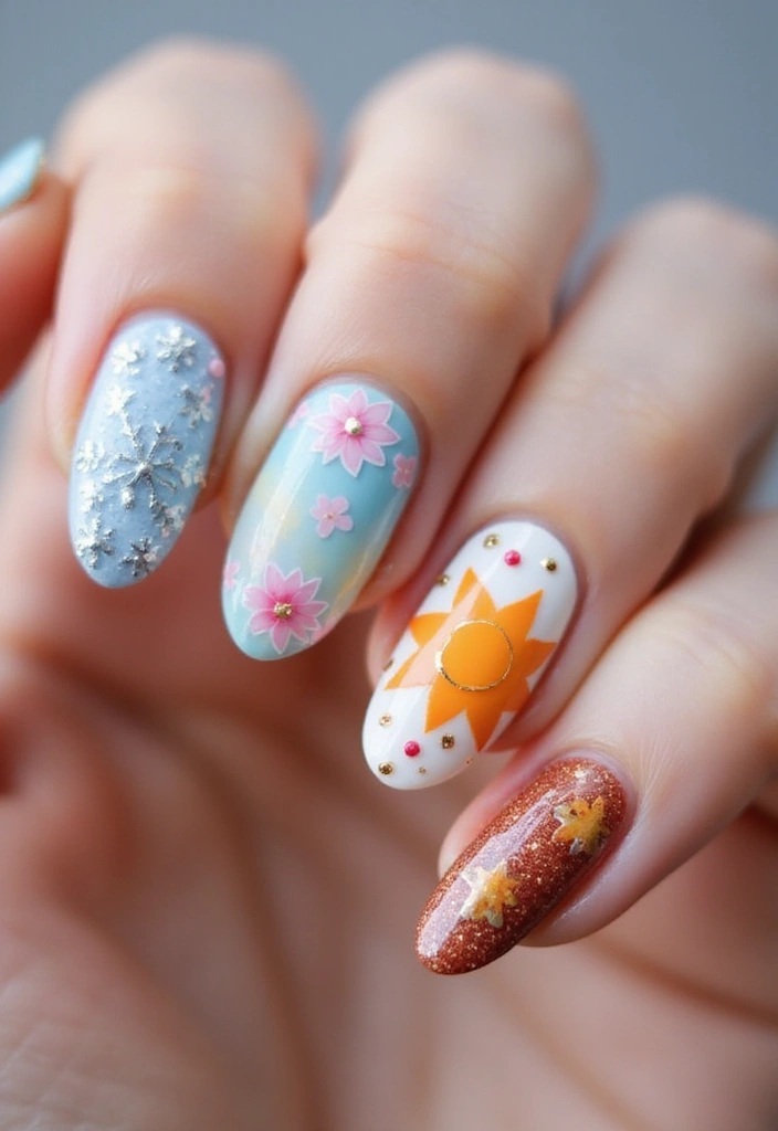 35 Almond Nail Design Ideas for Graceful - 16. Seasonal Themes