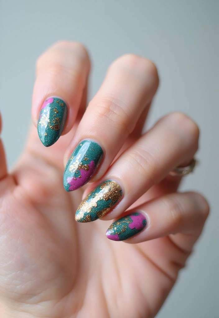 35 Almond Nail Design Ideas for Graceful - 26. Artistic Splatter