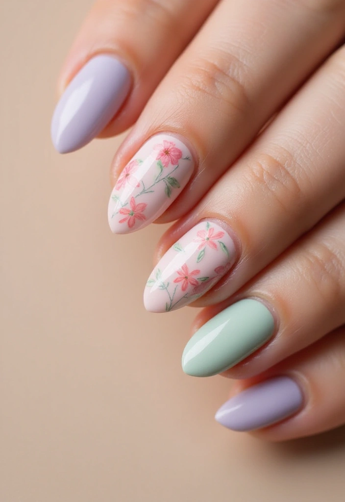 35 Almond Nail Design Ideas for Graceful - 4. Floral Accents