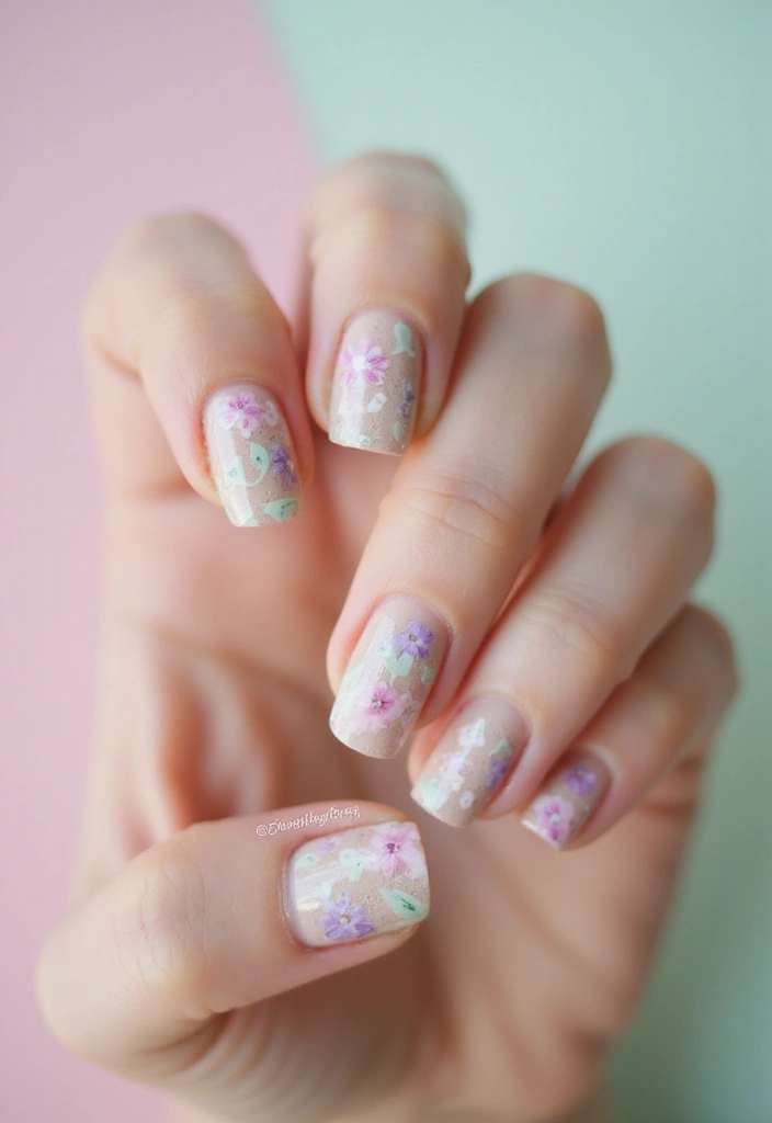 35 Basic Nail Ideas for Timeless Elegance - 14. Dainty Floral Accents