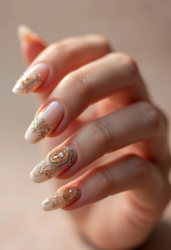 35 Basic Nail Ideas for Timeless Elegance - 34. Elegant Nail Jewelry