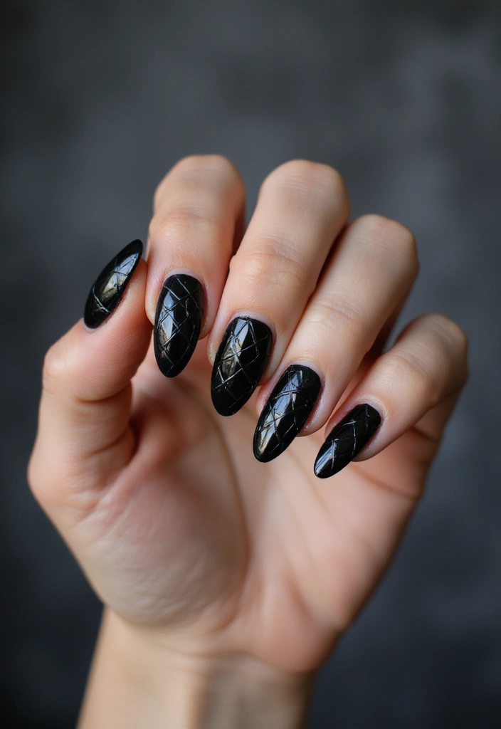 35 Black Acrylic Nail Ideas for Edgy: Mysterious Allure - 19. Caged Designs