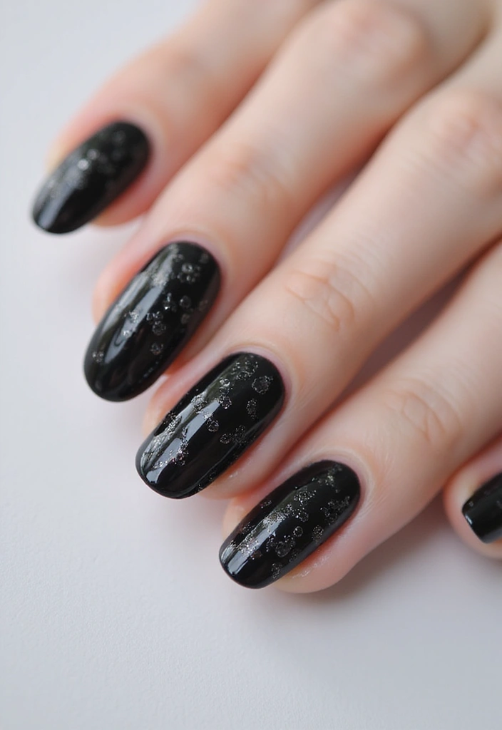 35 Black Acrylic Nail Ideas for Edgy: Mysterious Allure - 29. Dark Rain Drops