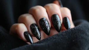 35 Black Acrylic Nail Ideas for Edgy: Mysterious Allure