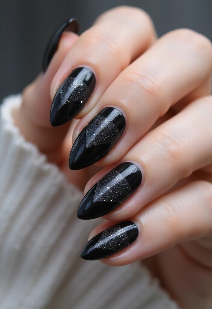 35 Black Acrylic Nail Ideas for Edgy: Mysterious Allure - 31. Layered Colors