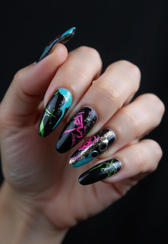 35 Black Acrylic Nail Ideas for Edgy: Mysterious Allure - 9. Edgy French Tips