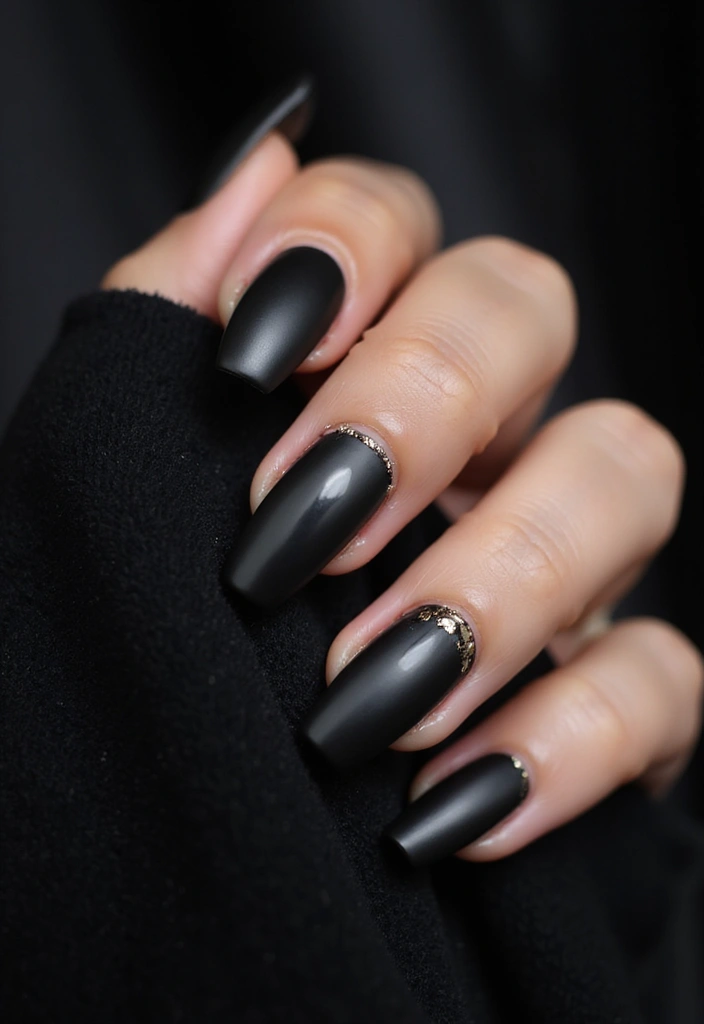 35 Bold Coffin Nail Ideas for Fierce Fashion-Forward Drama - 8. Classy Matte Black