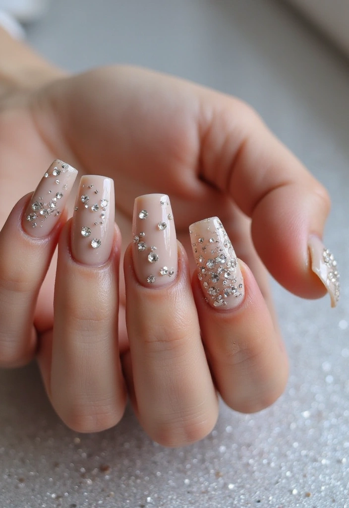35 Bold Coffin Nail Ideas for Fierce Fashion-Forward Drama - 9. Crystal Elements
