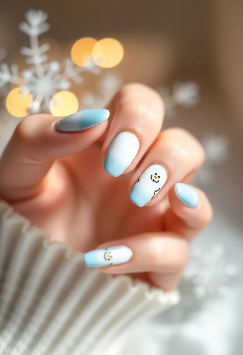 35 Christmas Nail Ideas for Merry - 12. Snowman Fun