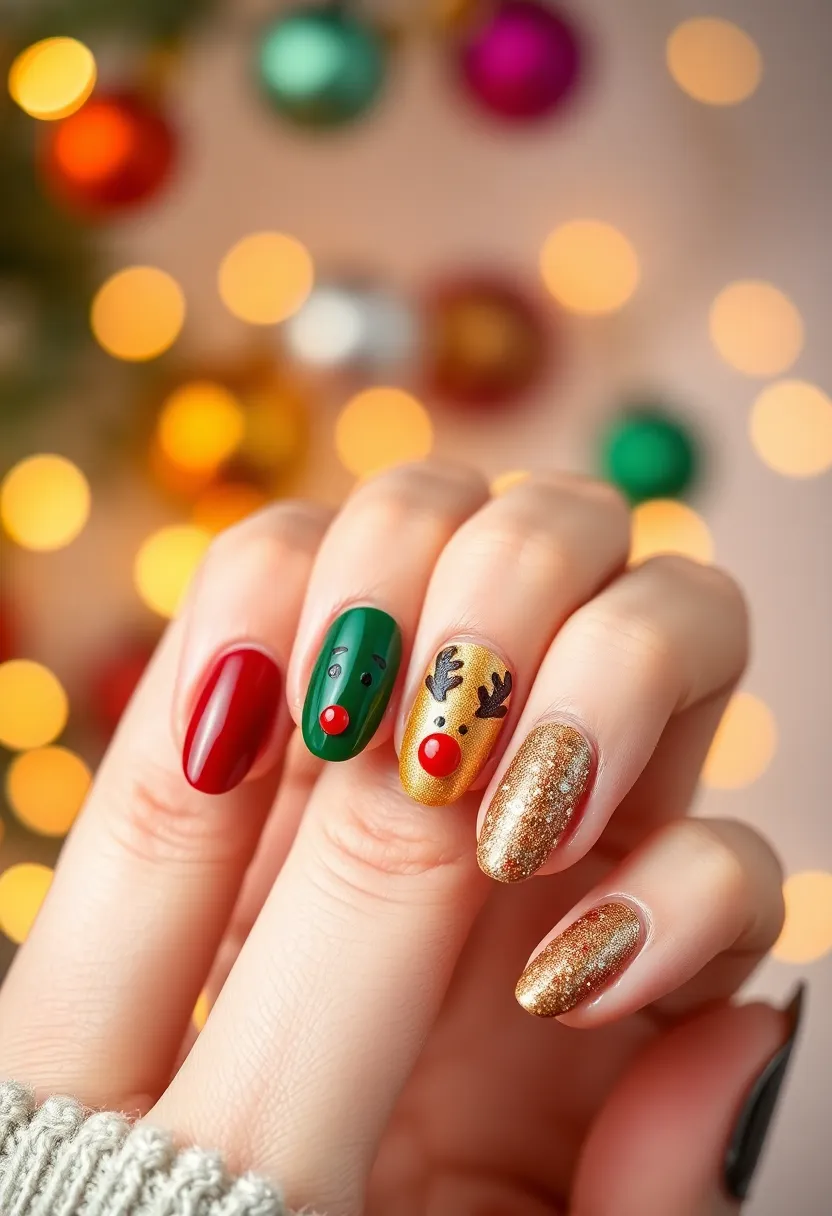35 Christmas Nail Ideas for Merry - 13. Reindeer Games