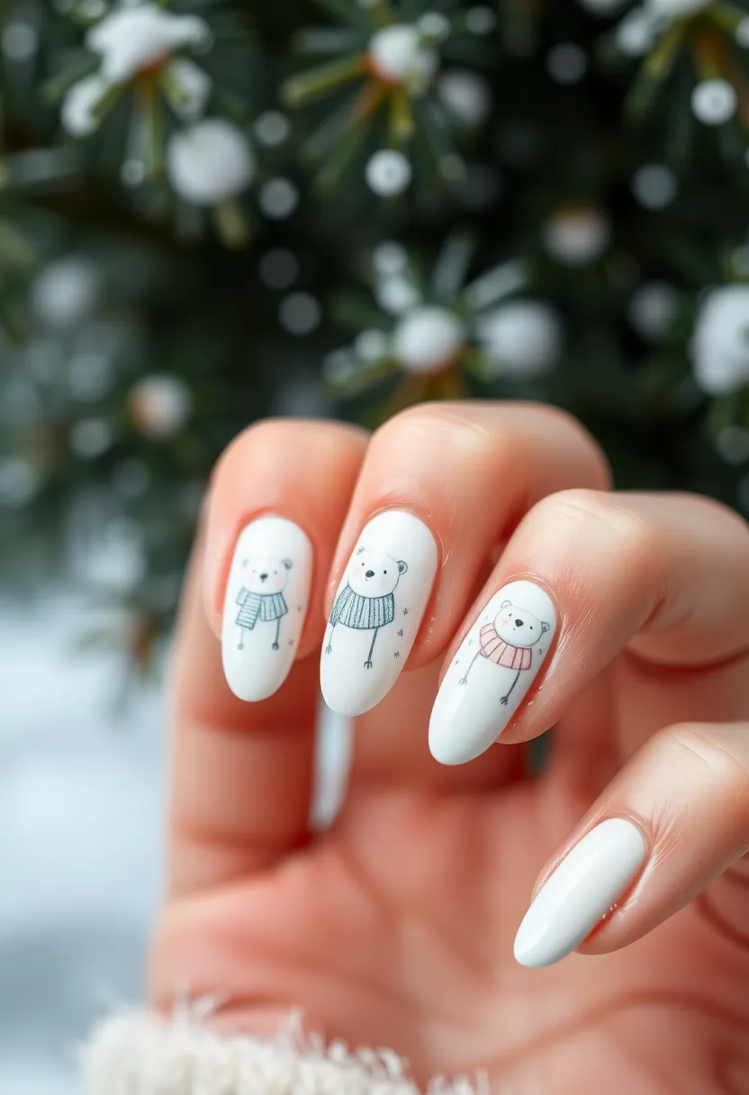 35 Christmas Nail Ideas for Merry - 17. Polar Bear Chic