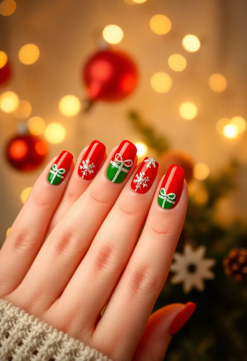 35 Christmas Nail Ideas for Merry - 19. Christmas Gifts