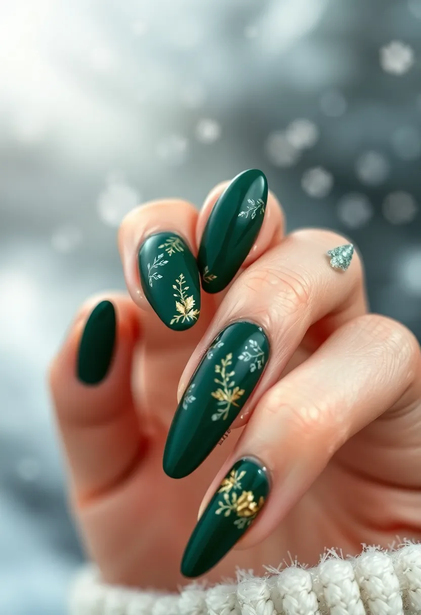 35 Christmas Nail Ideas for Merry - 23. Festive Foliage