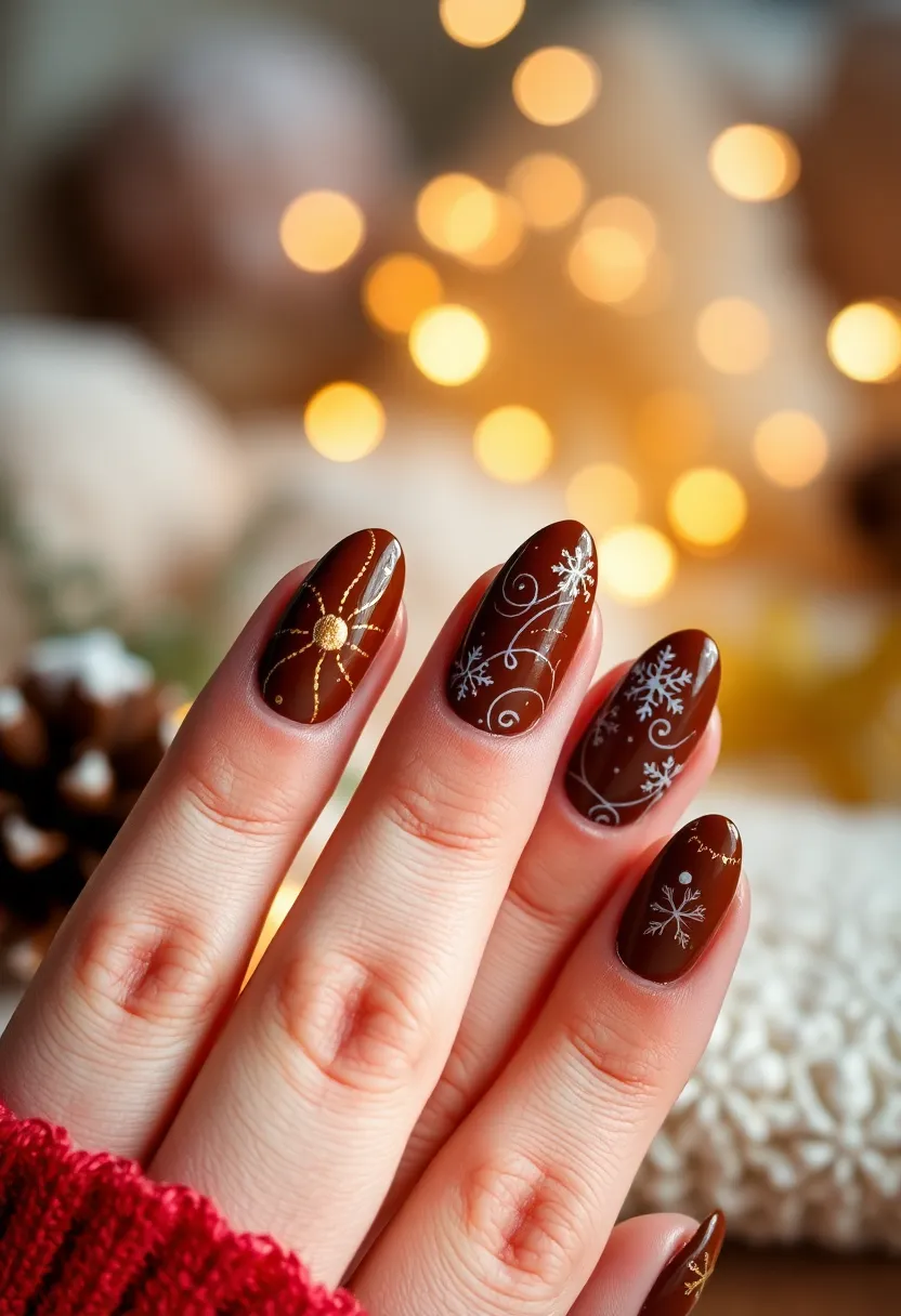 35 Christmas Nail Ideas for Merry - 26. Warm Cocoa Delight