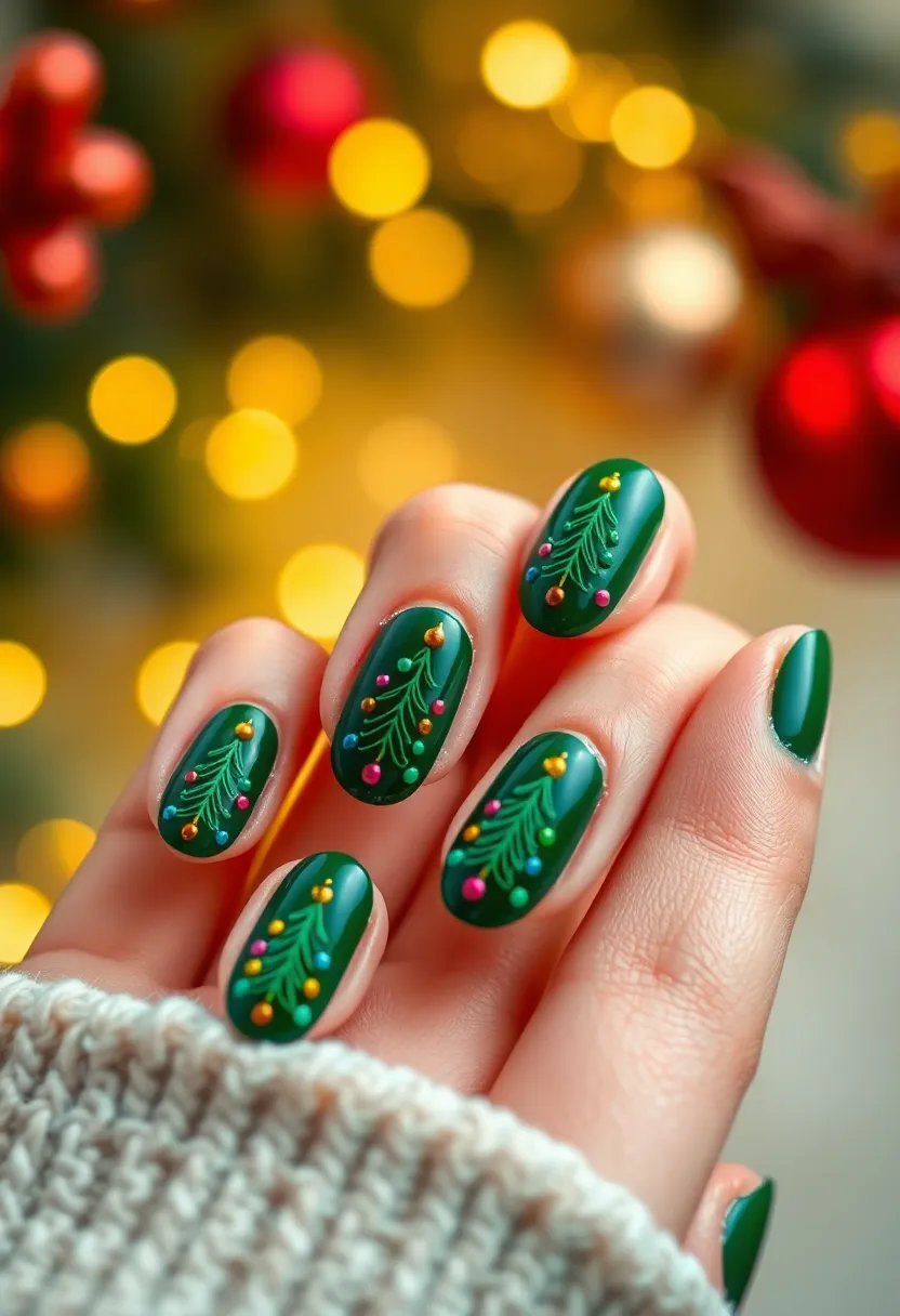 35 Christmas Nail Ideas for Merry - 29. Charming Christmas Tree